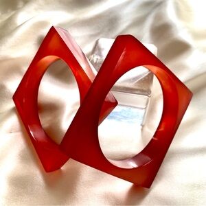 Vintage Lucite Mod Square Bangle Pair